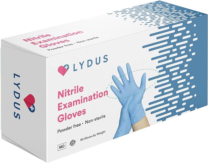Lydus 5mil Blue Nitrile Examination Disposable Gloves (LBN5), Case of 1000 Wholesale, 5mil (ASTM D6319, FDA 510k)