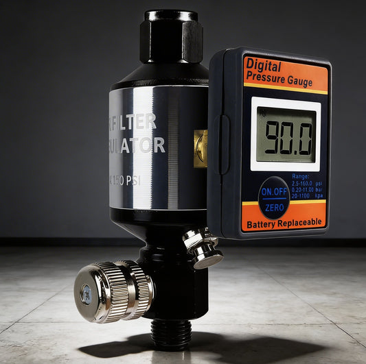 Professional 2-in-1 Air Filter System - 160 PSI Digital Regulator with Water Separator (AI303-R2)